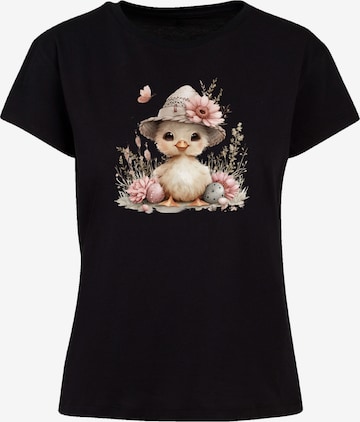 F4NT4STIC Shirt 'Süßes Oster Küken Mit Hut' in Black: front