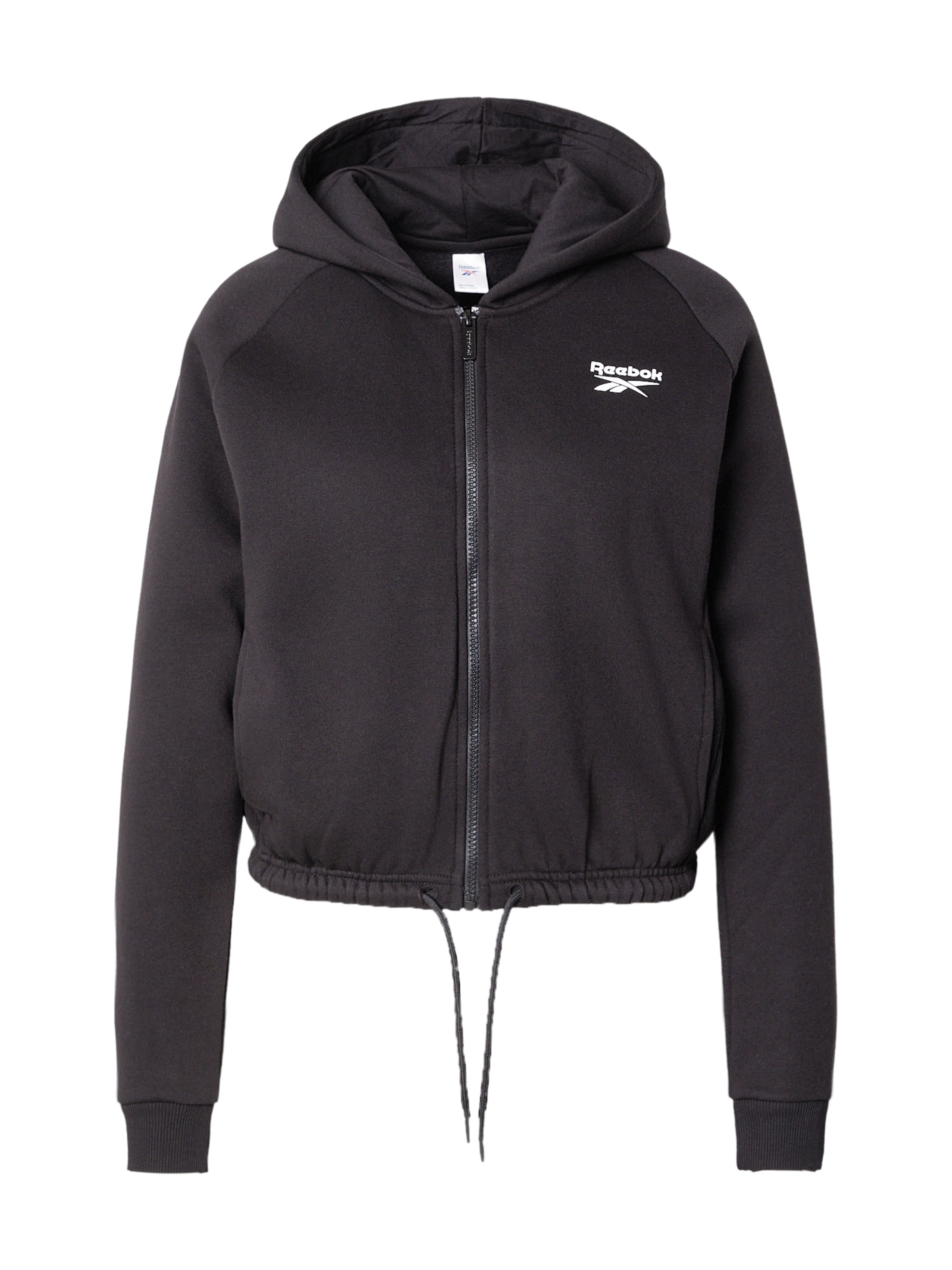 Reebok Αθλητική ζακέτα φούτερ 'HAVEN' σε μαύρο: μπροστά