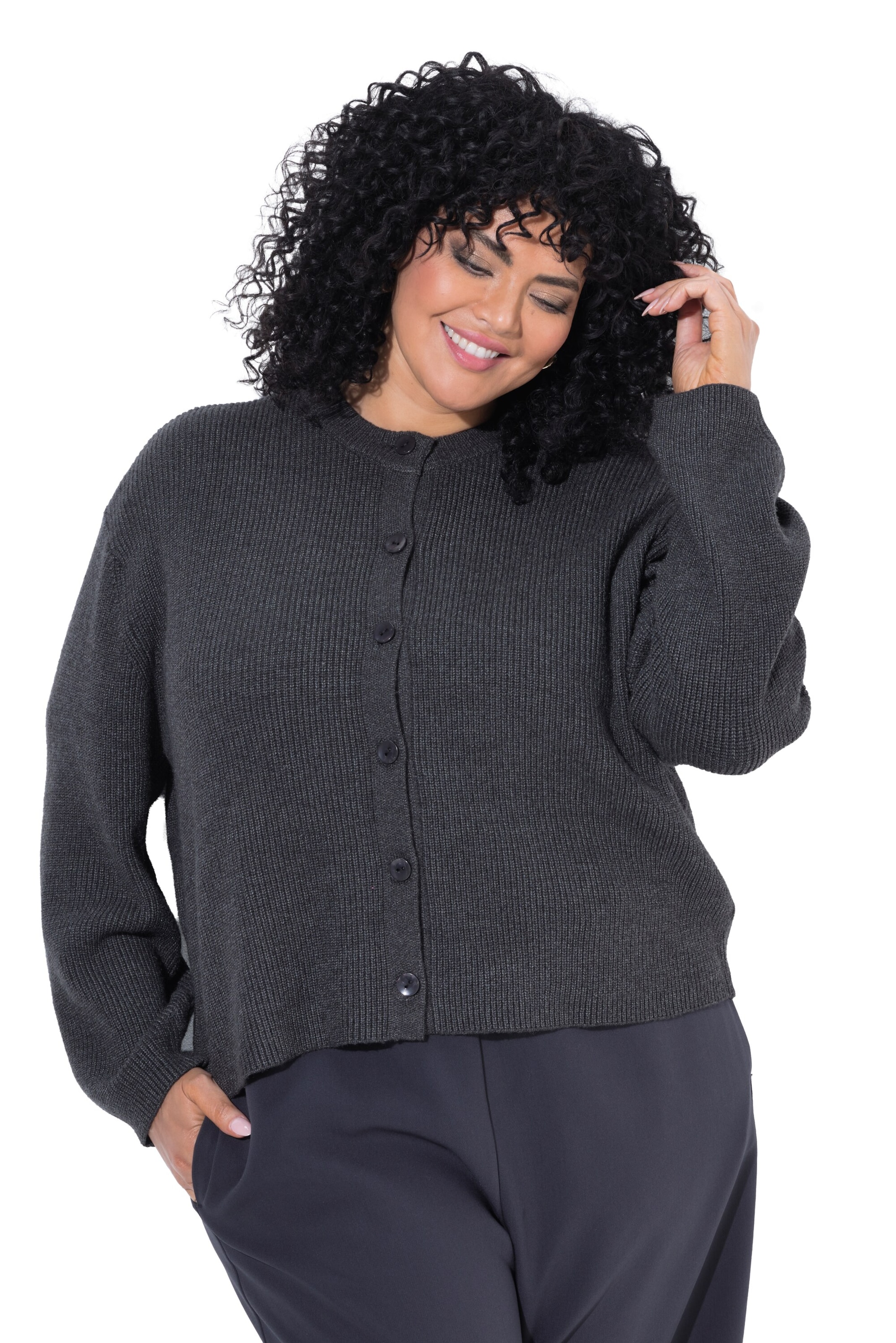 Ulla Popken Knit cardigan in Grey: front