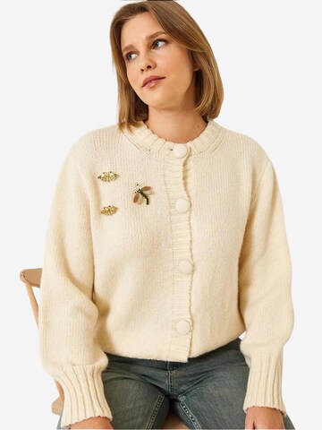 Bianco Lucci Gebreid vest in Beige: voorkant