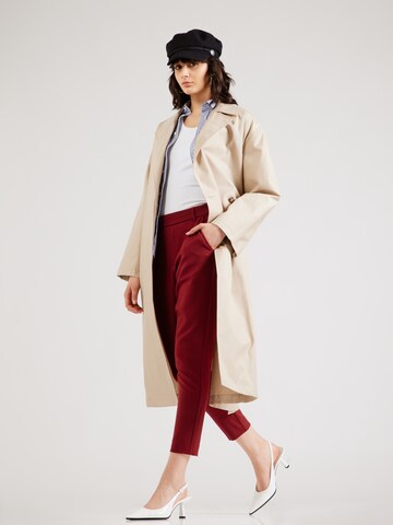 VILA Slim fit Pleat-Front Pants 'VIVarone' in Red