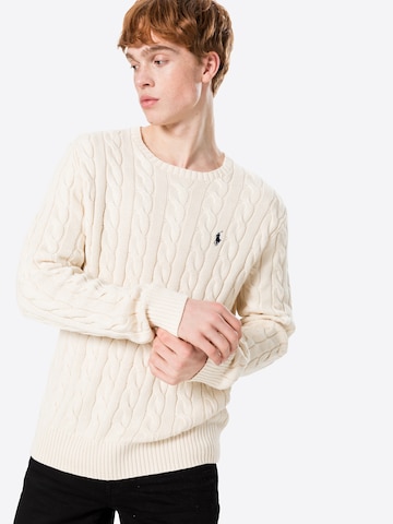 Polo Ralph Lauren Regular fit Пуловер 'Driver' в бяло: отпред