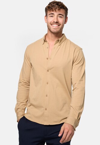 INDICODE JEANS Regular fit Button Up Shirt 'Theo' in Beige