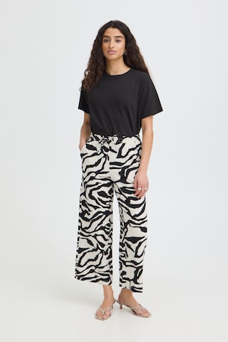 ICHI Loose fit Trousers 'LINNO' in Beige