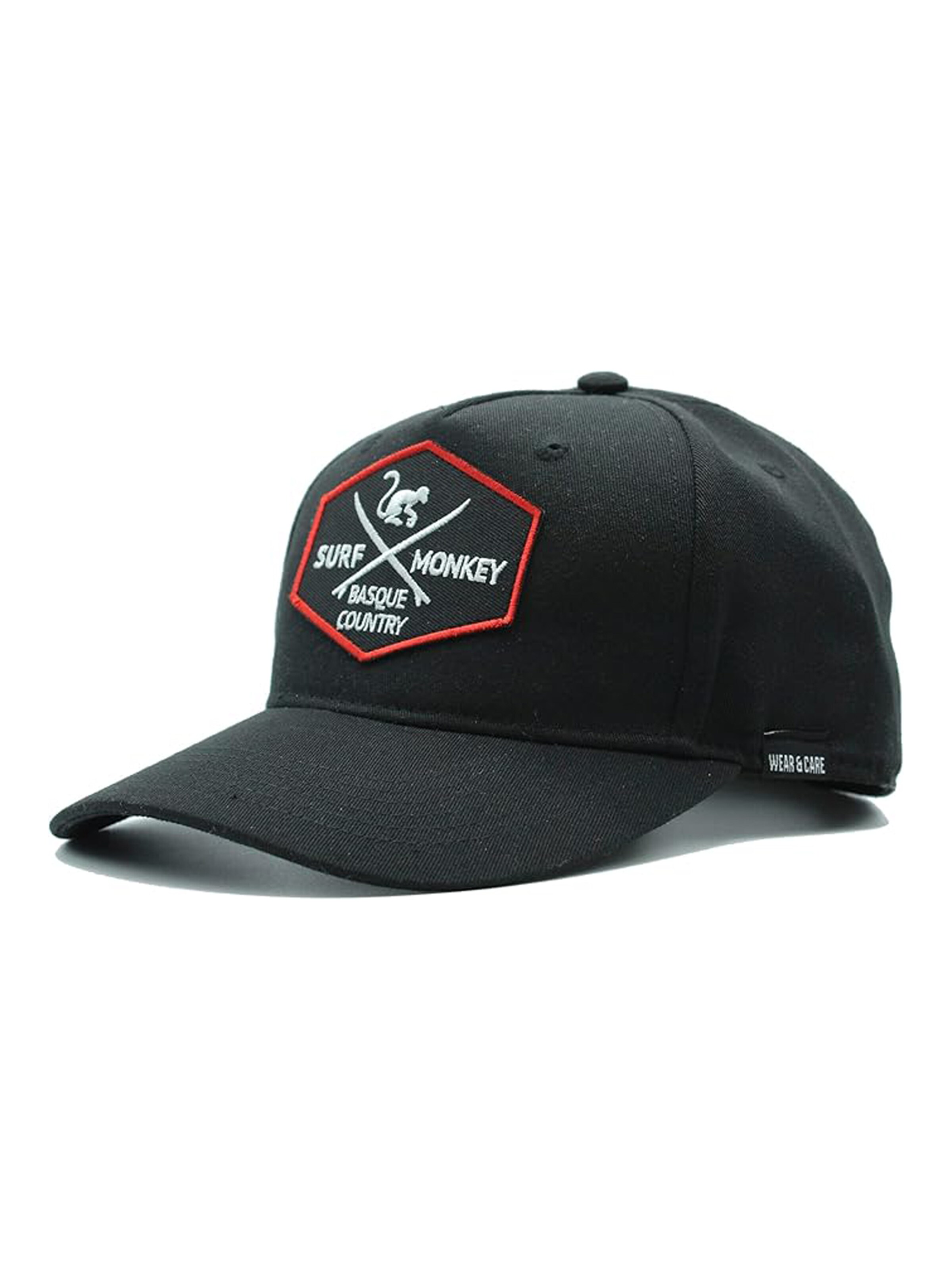 Surf Monkey Athletic Cap in Black: front