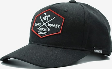 Surf Monkey Athletic Cap in Black: front