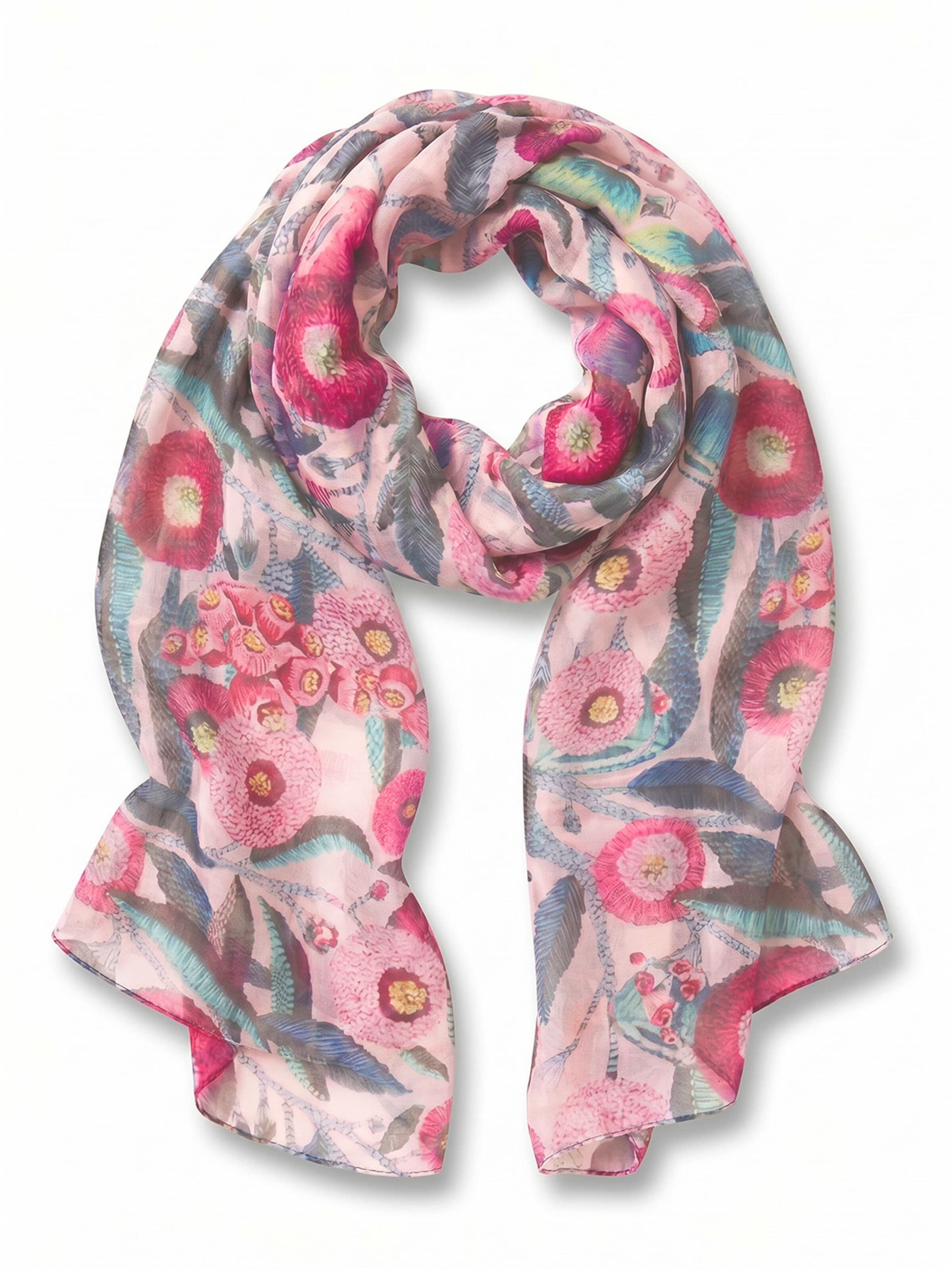 styleBREAKER Schal 'Leichter Viskose Schal mit Blumenmuster'‌‌‌ in Pink: Vorderseite