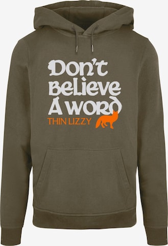 Sweat-shirt 'Thin Lizzy - Dont Believe A Word Fox' Merchcode en vert : devant