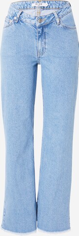 NA-KD Wide leg Jeans in Blauw: voorkant