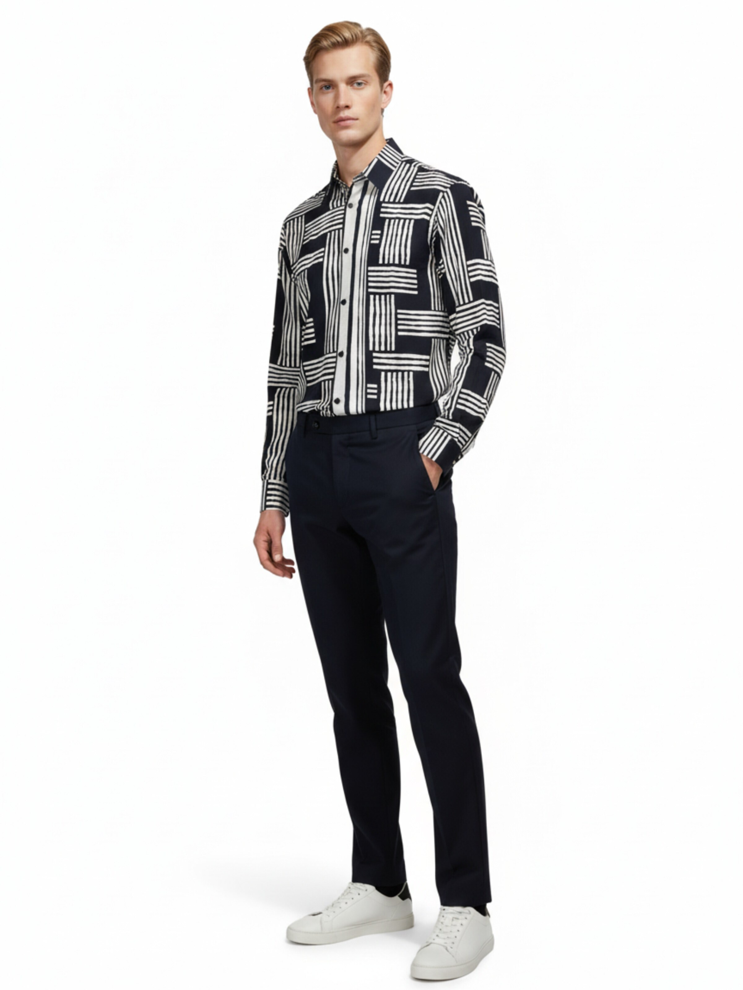 Radwa Regular fit Overhemd 'Men's Viscose multicolor pattern shirt' in Zwart