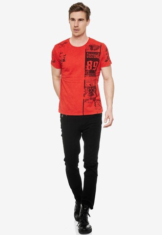 Rusty Neal T-Shirt mit modernem Front & Back Print in Rot