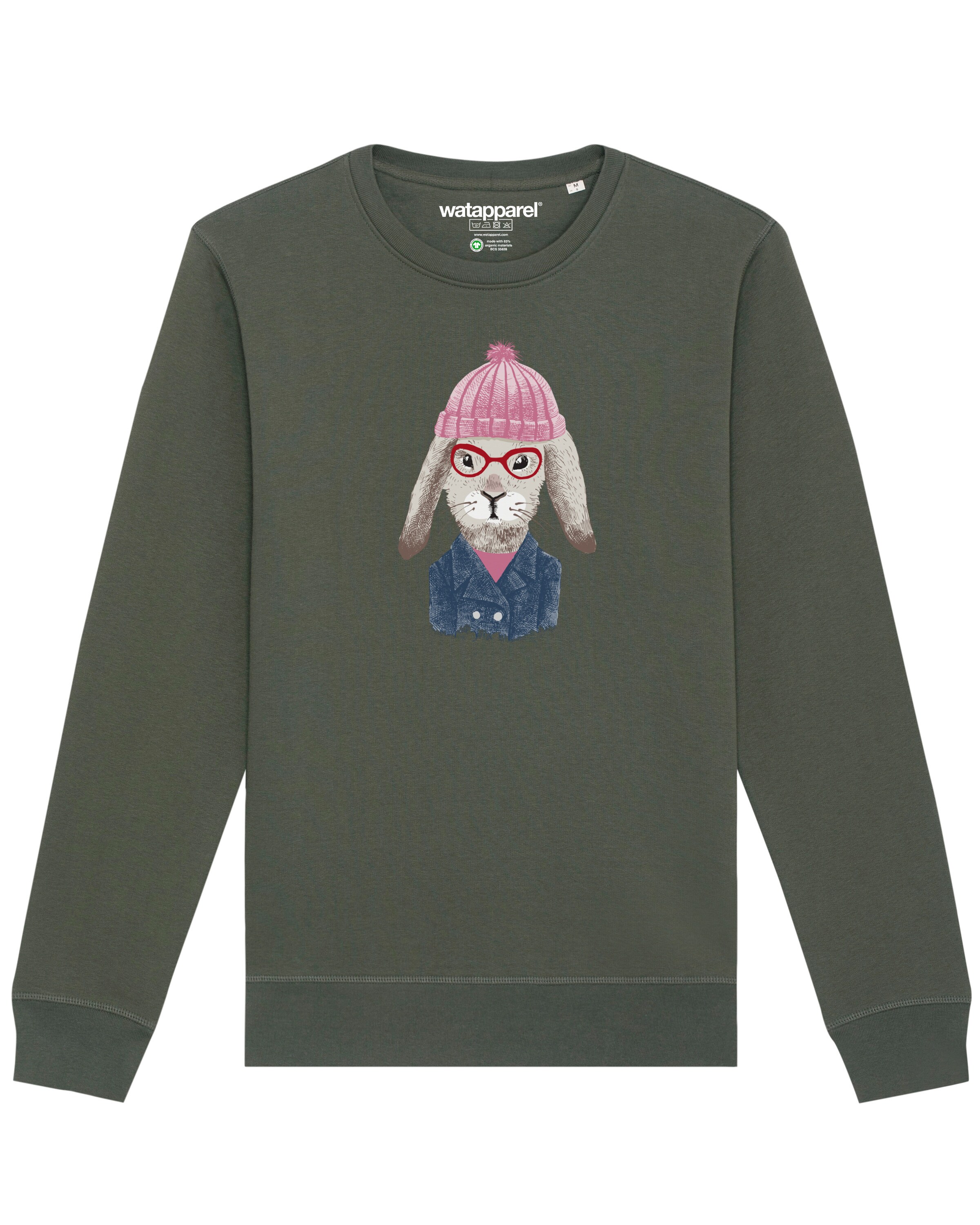Sweat-shirt ' Hase ' Watapparel en vert : devant