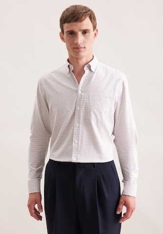 SEIDENSTICKER Regular fit Business shirt 'SMART FLANNELS' in Beige: front