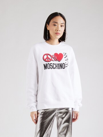 Moschino Jeans Sweatshirt in Wit: voorkant