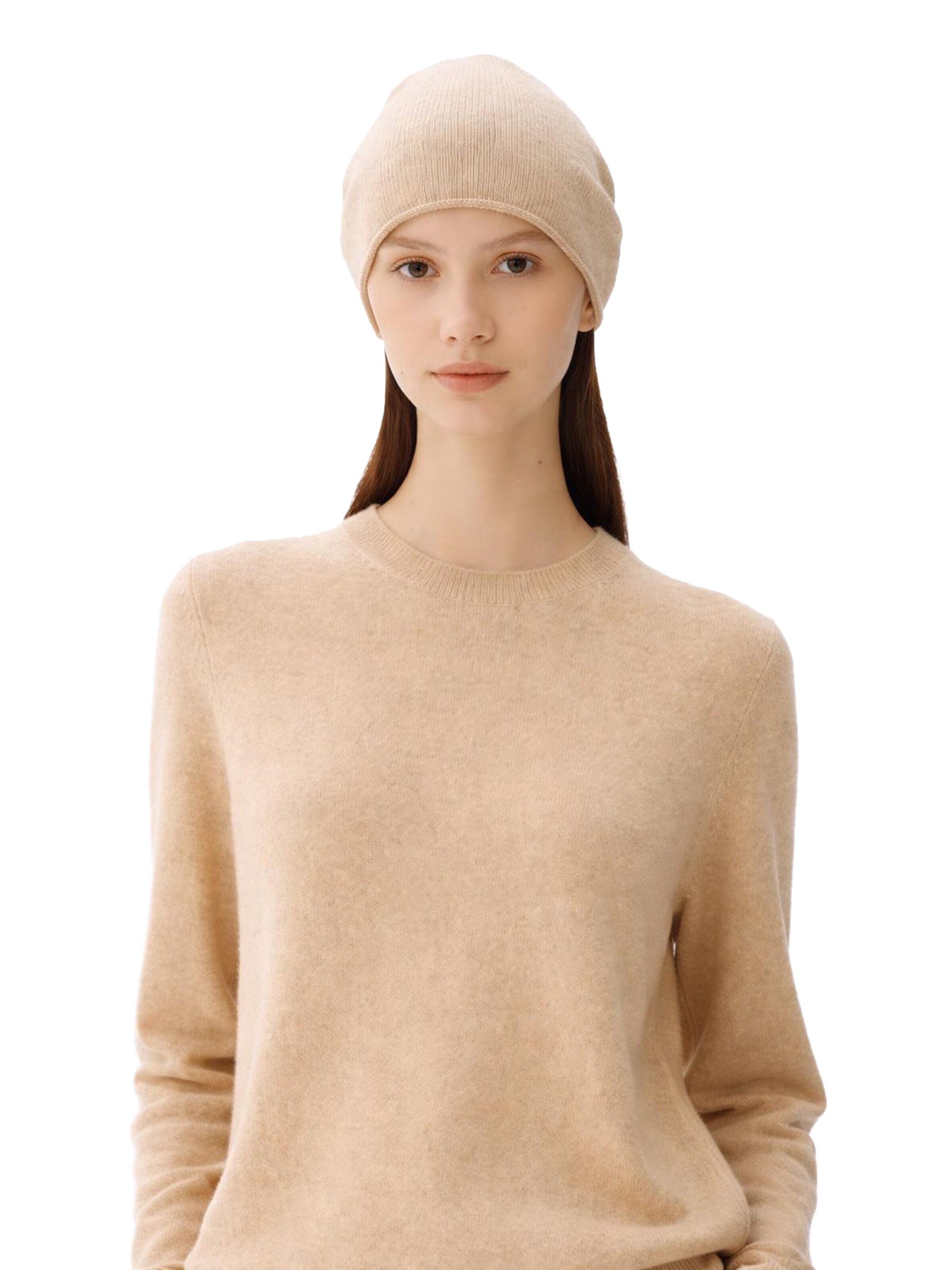 GOBI Cashmere Tröja 'Cashmere Hat & Sweater Set' i beige: framsida