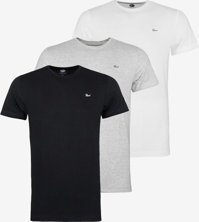 Petrol Industries T-Shirt 'Sidney' en gris chiné / noir / blanc, Vue avec produit