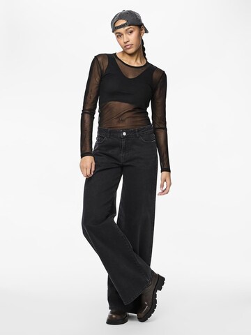 PIECES Wide Leg Jeans 'Selma' in Schwarz