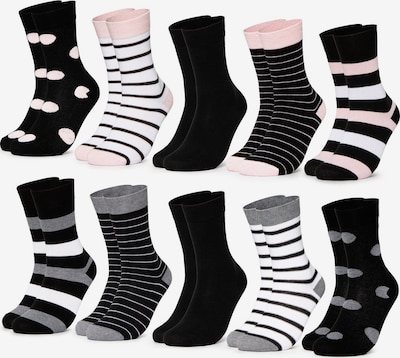 Occulto Socken 'Lotte' in graumeliert / rosa / schwarz / weiß, Produktansicht