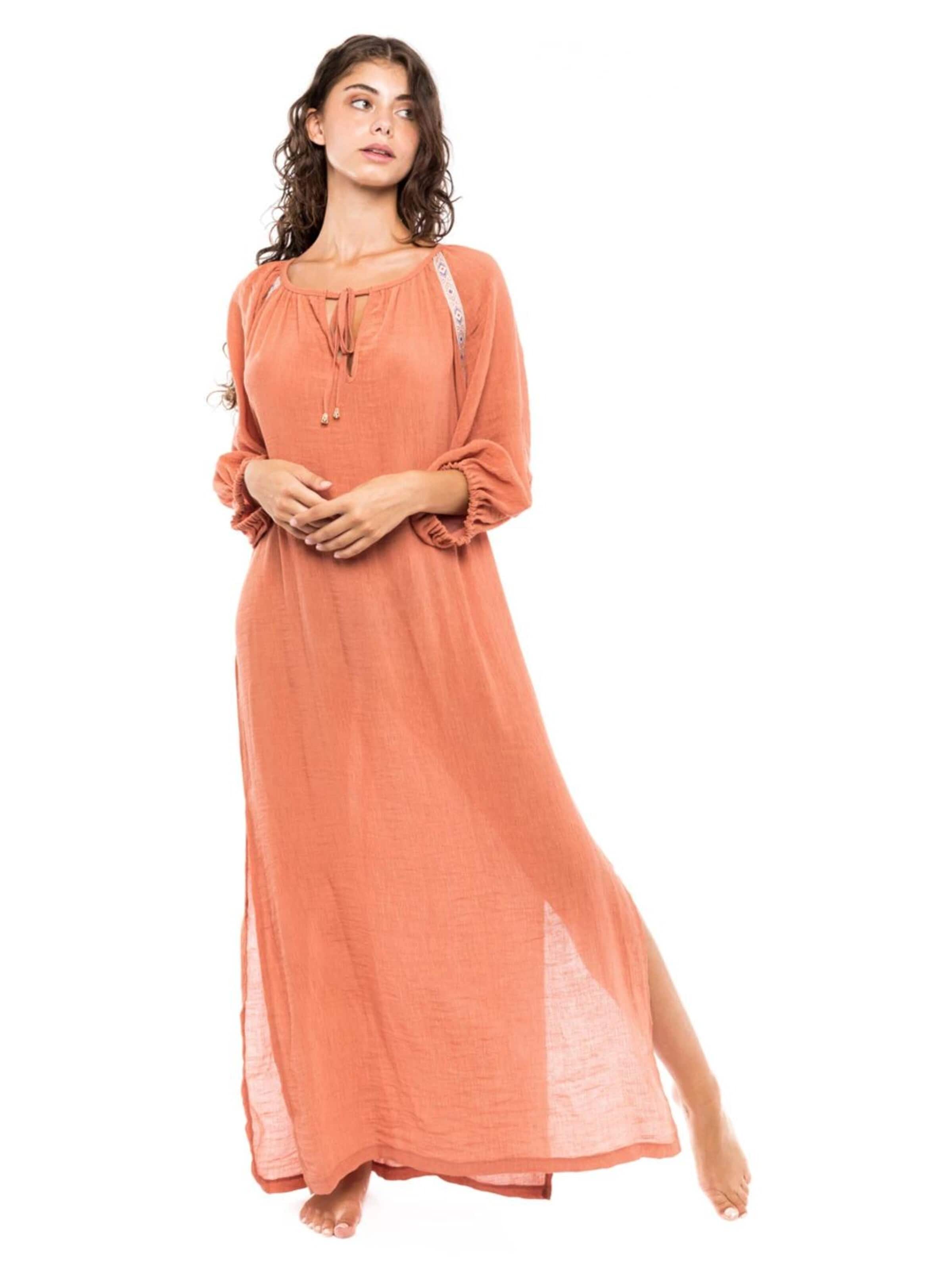 Robe d’été 'BEACHWEAR CREPE BOHO' Pink Label en marron : devant