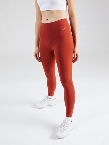 NIKE Skinny Workout Pants 'ZENVY' in Orange: front