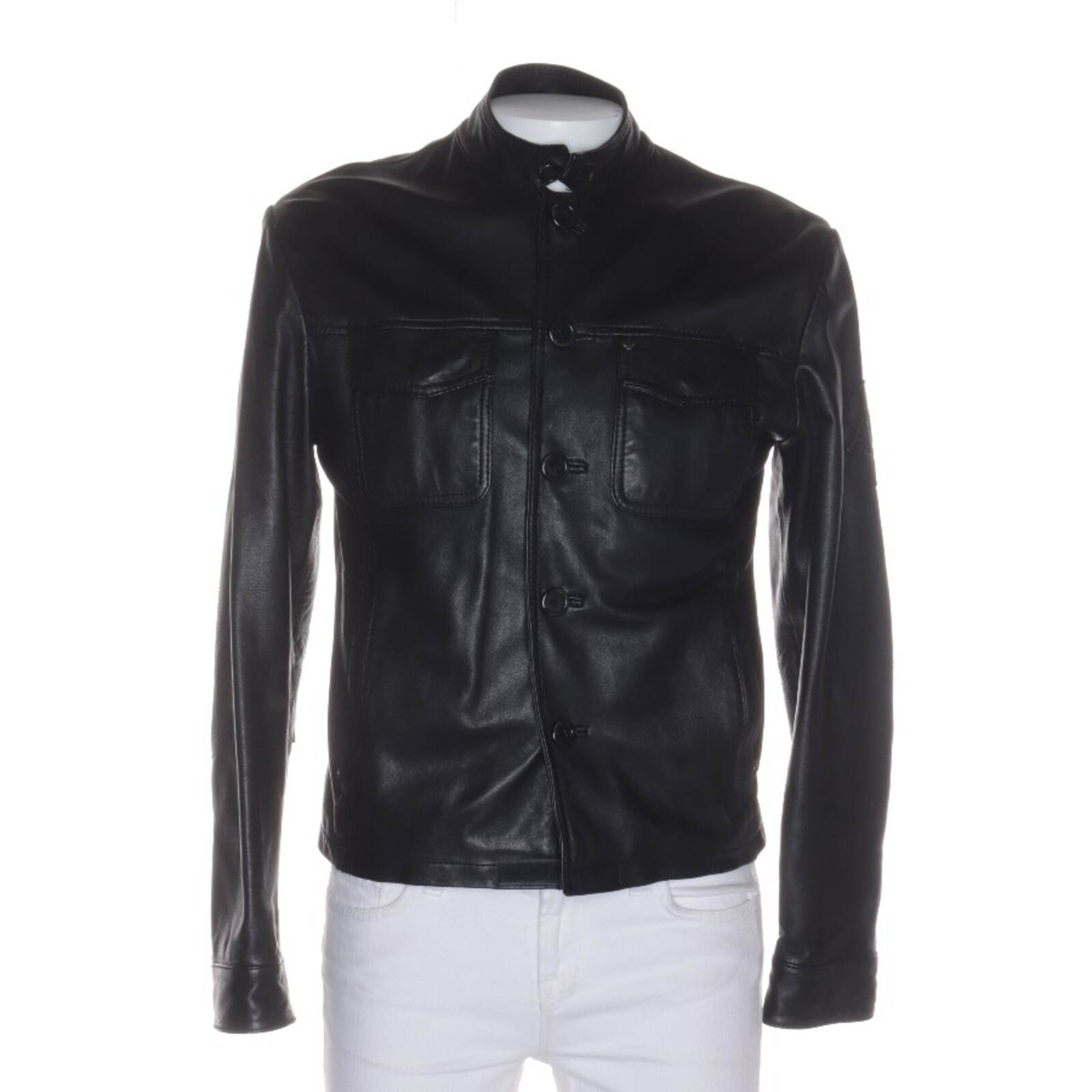 ARMANI Lederjacke / Ledermantel M in Schwarz: Vorderseite