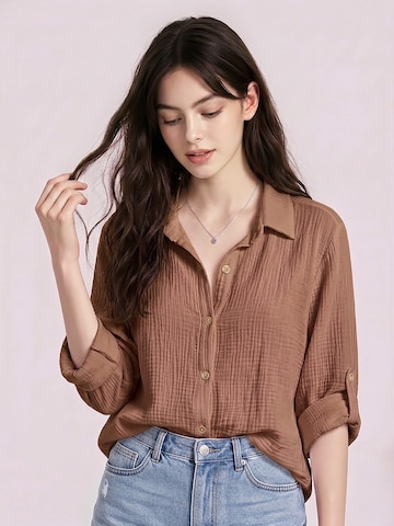 TorWeit Oversizeshirt 'Essential Cotton Shirt'‌‌‌‌ in Braun