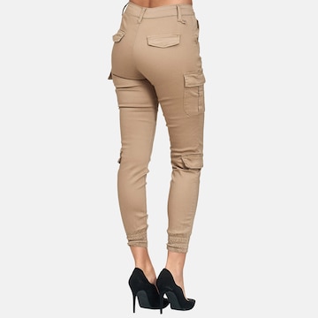 Elara Skinny Cargobroek in Beige