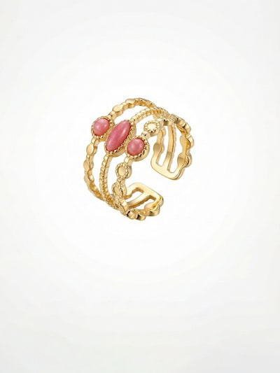 Nemomatheo Ring 'Schichtträume – Dreifaches Steindesign' in gold, Produktansicht