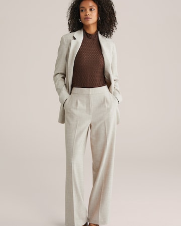 WE Fashion Široke hlačnice Hlače na rob | bež barva