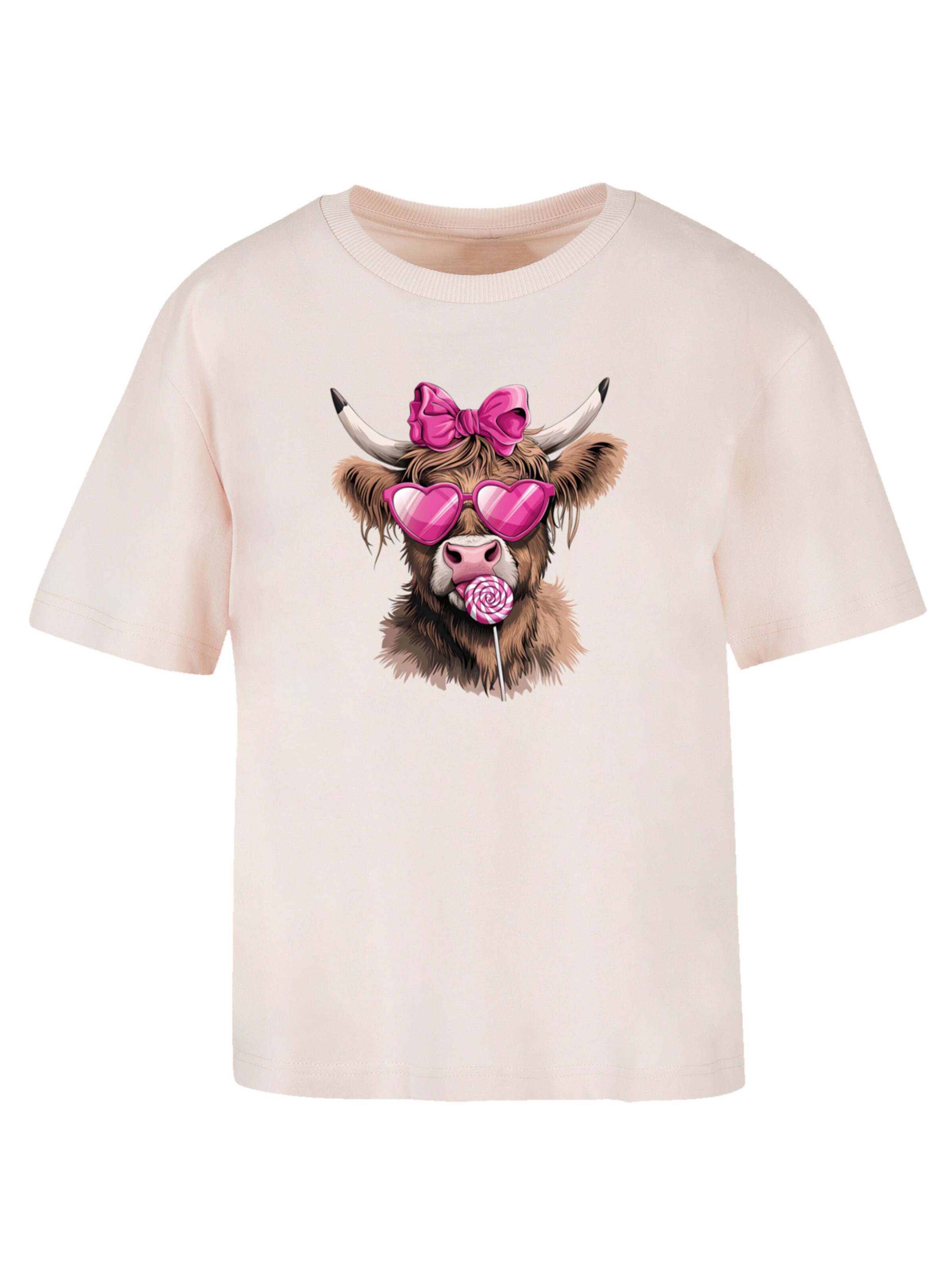 F4NT4STIC Shirt 'Highland Cow Valentinstag Sonnenbrille' in Pink: front