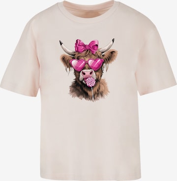 F4NT4STIC Shirt 'Highland Cow Valentinstag Sonnenbrille' in Pink: front