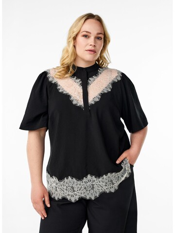 Camicia da donna 'Mclaru' di Zizzi in nero: frontale