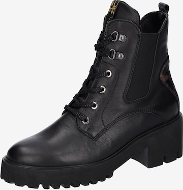 WALDLÄUFER Lace-Up Ankle Boots in Black: front