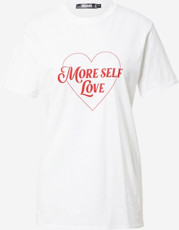 Missguided Shirt 'MORE SELF LOVE' in White: front