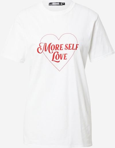Missguided Shirt 'MORE SELF LOVE' in rot / weiß, Produktansicht