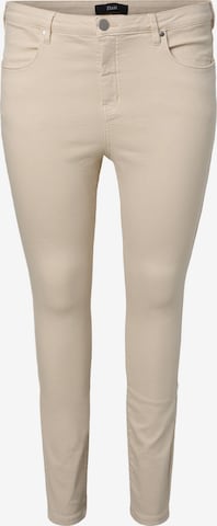 Zizzi Slimfit Jeans 'Amy' in Beige: voorkant