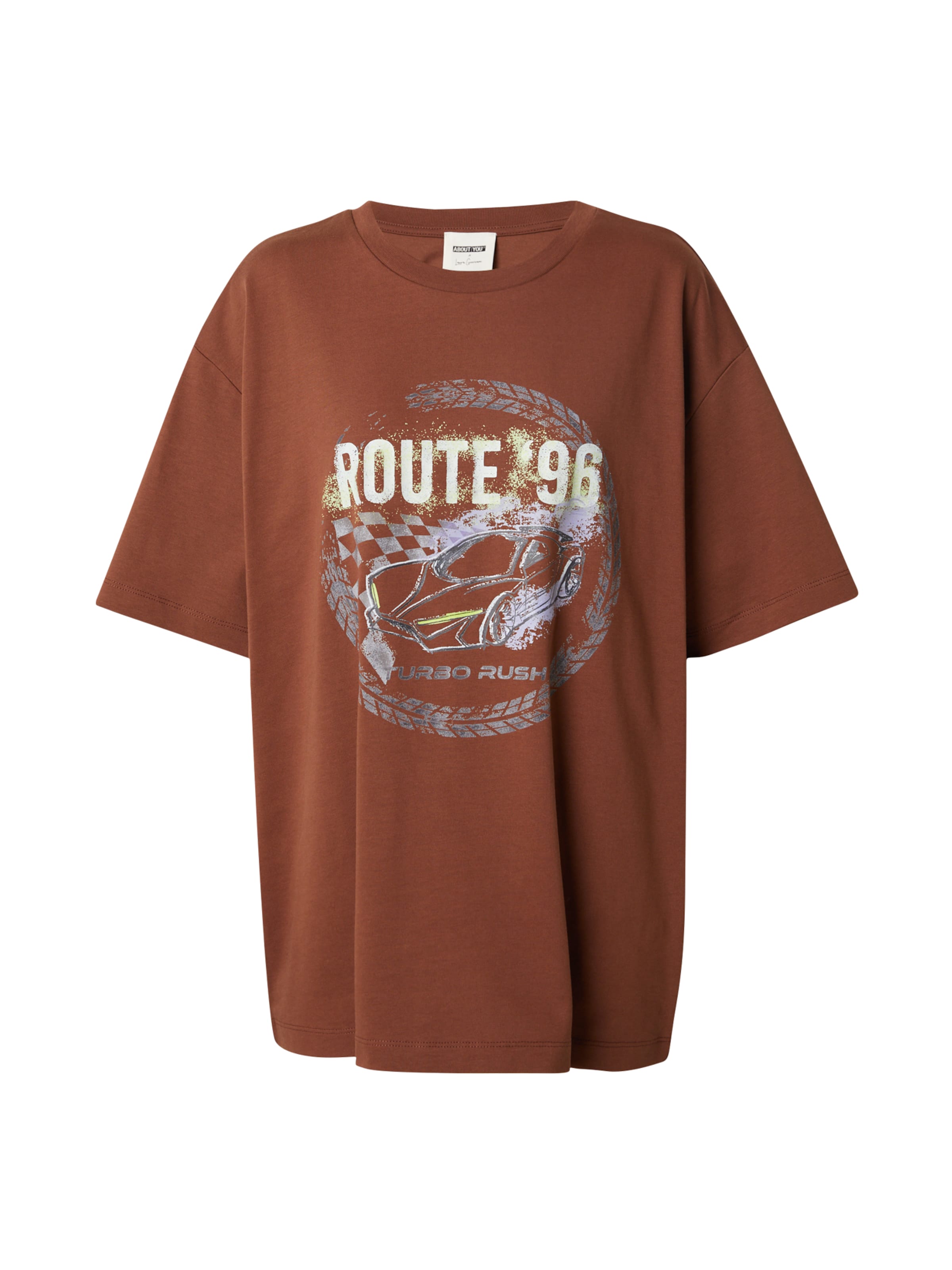 ABOUT YOU x Laura Giurcanu Oversized Shirt in Brown: front