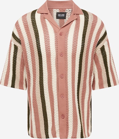 Only & Sons Shirt 'ONSELIOT' in hellbeige / dunkelgrün / pastellrot / weiß, Produktansicht