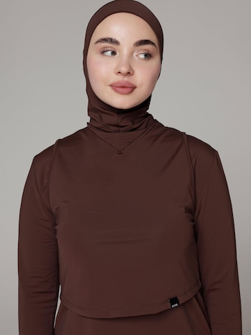 SIYA Swimwear T-shirt Swimsuit 'Hijab' in Brown: front
