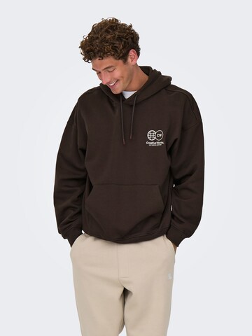 Only & Sons Sweatshirt 'ONSGALLERY' in Brown: front