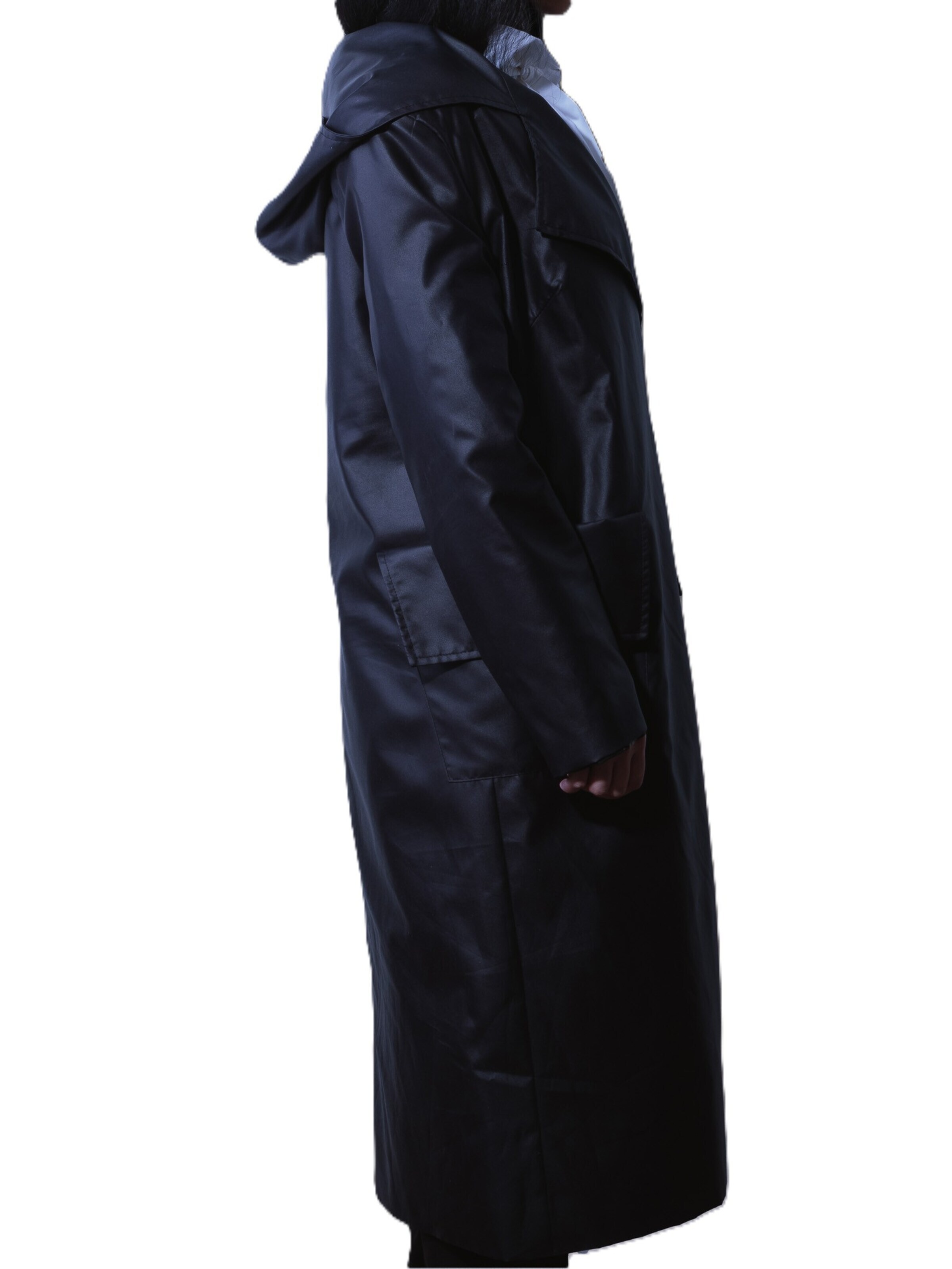 BIBI SAKALIEVA Between-seasons coat 'Black Long Hooded Trench Coat' in Black
