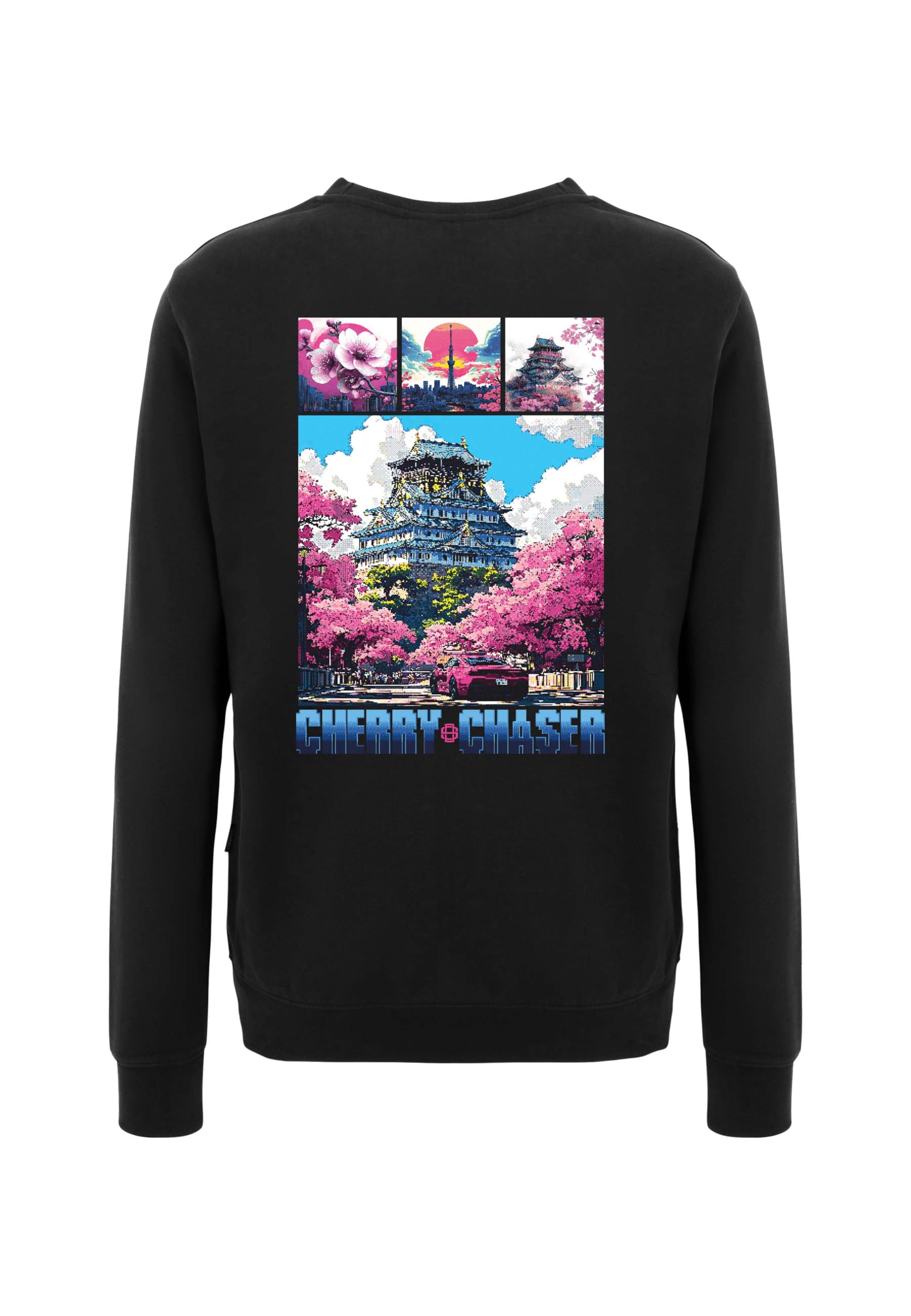 Oldskull Sweatshirt 'Retro Cherry Chaser Logo Graphic' in Black: front