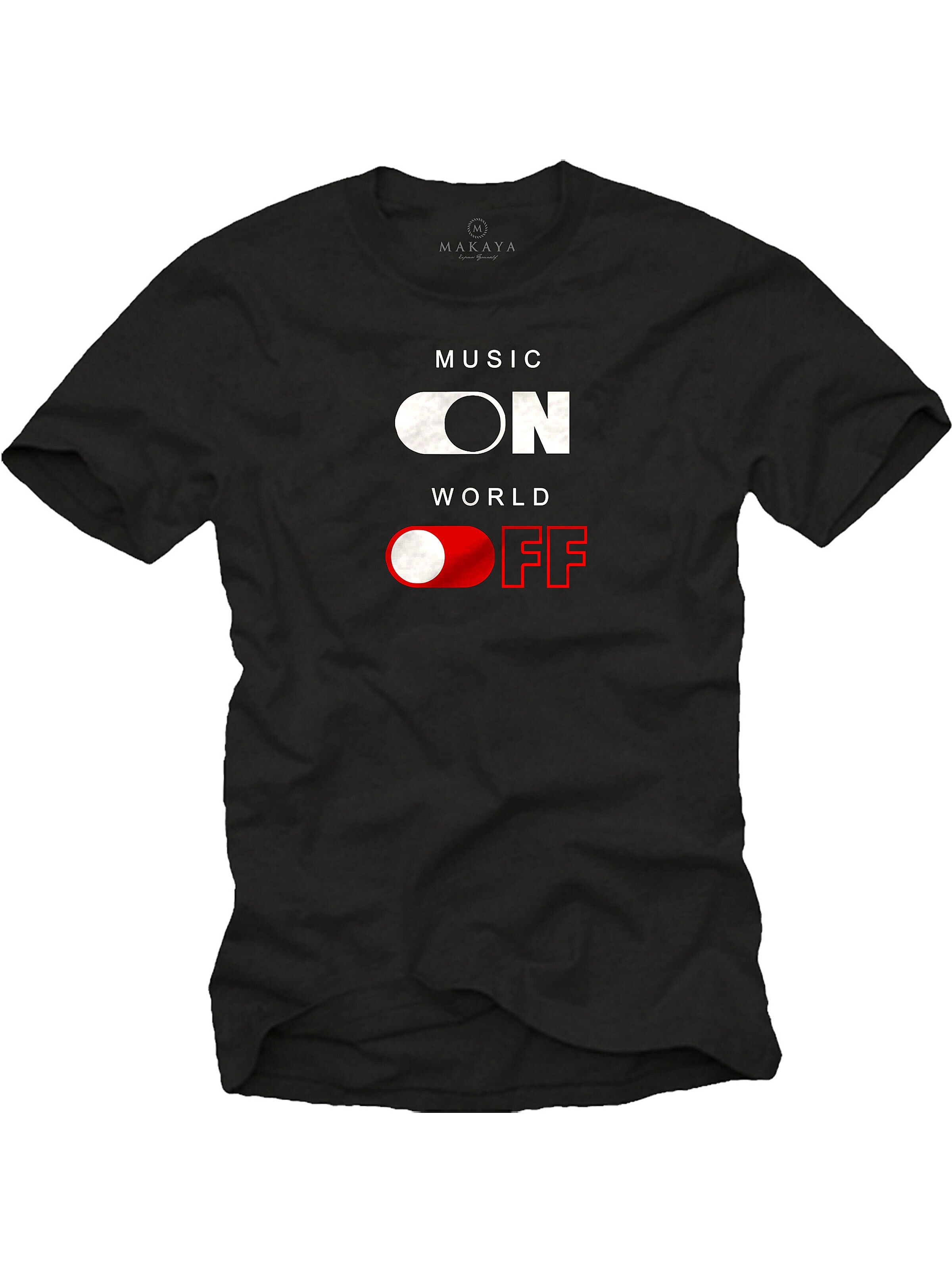 MAKAYA Shirt 'World Off' in Black: front