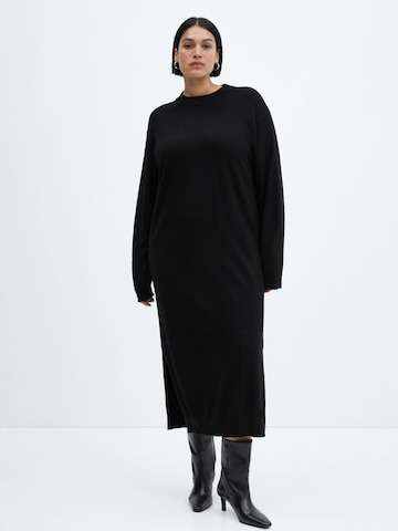 MANGO Úpletové šaty 'VIEIRA' – černá: přední strana