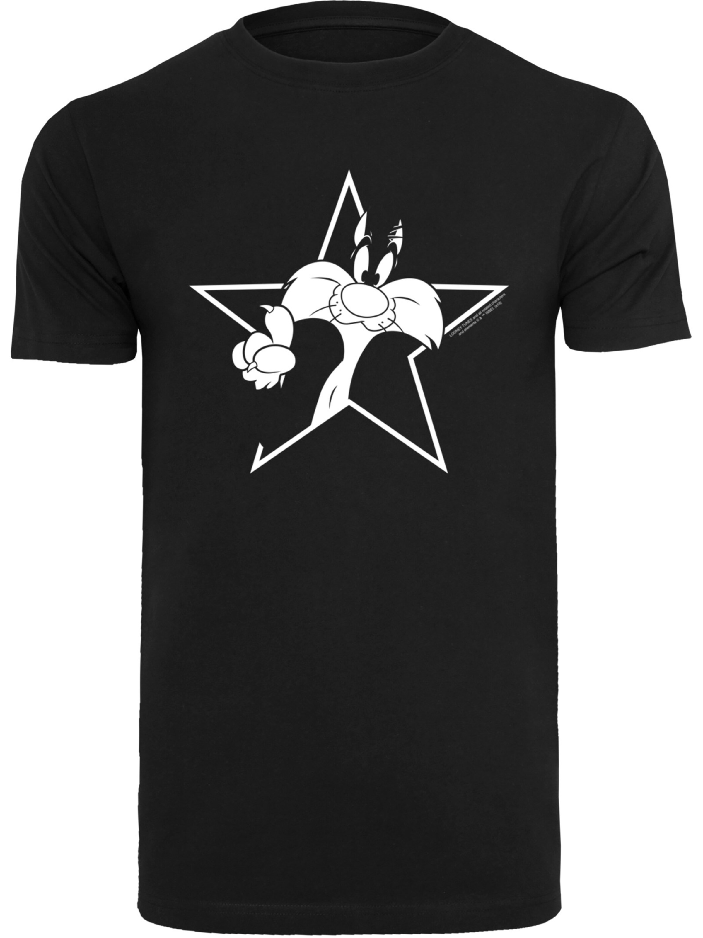 F4NT4STIC Shirt 'Looney Tunes Sylvester Cartoon Stern' in Black: front