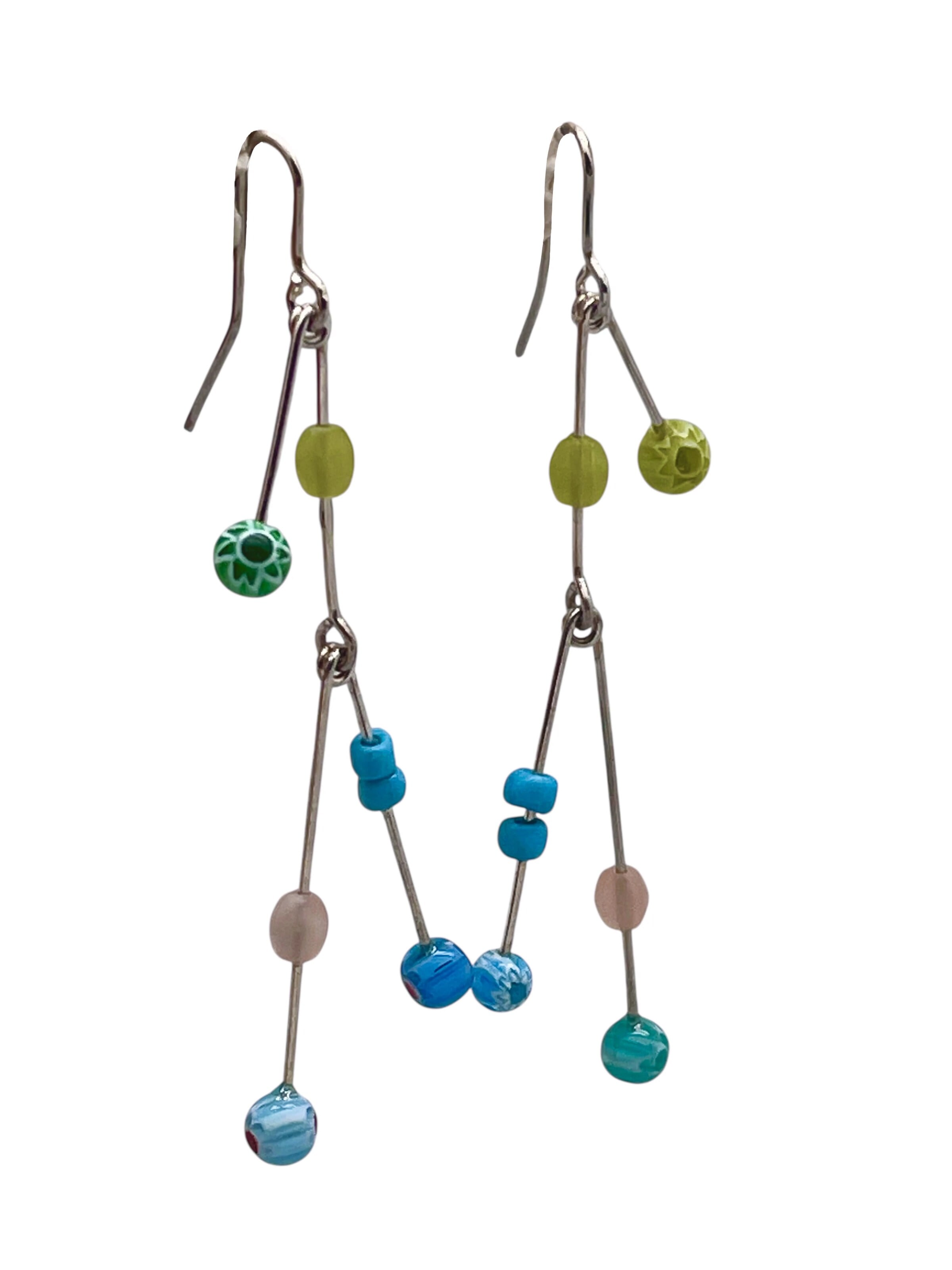 Orecchini 'Multicolored Double Swing Pendant in 925 Silver and Crystal. Unique Silver.' di Plata Única in argento: frontale
