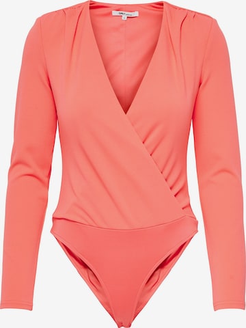 ONLY Blouse bodysuit 'SMILE' in Orange: front