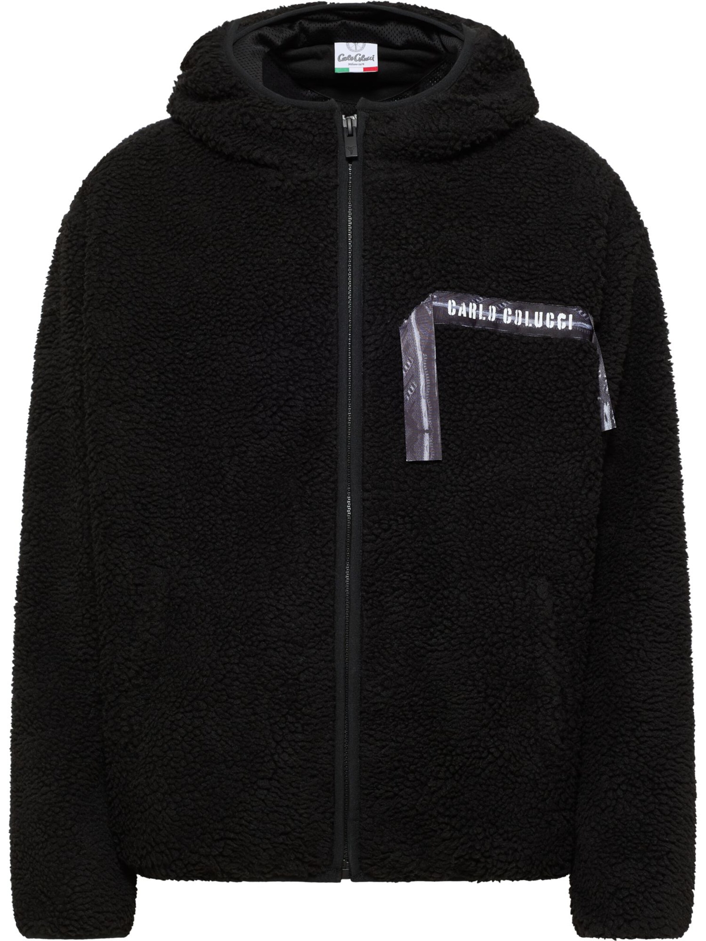 Carlo Colucci Fleecejacke in Schwarz: Vorderseite