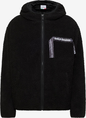 Carlo Colucci Fleece jas in Zwart: voorkant