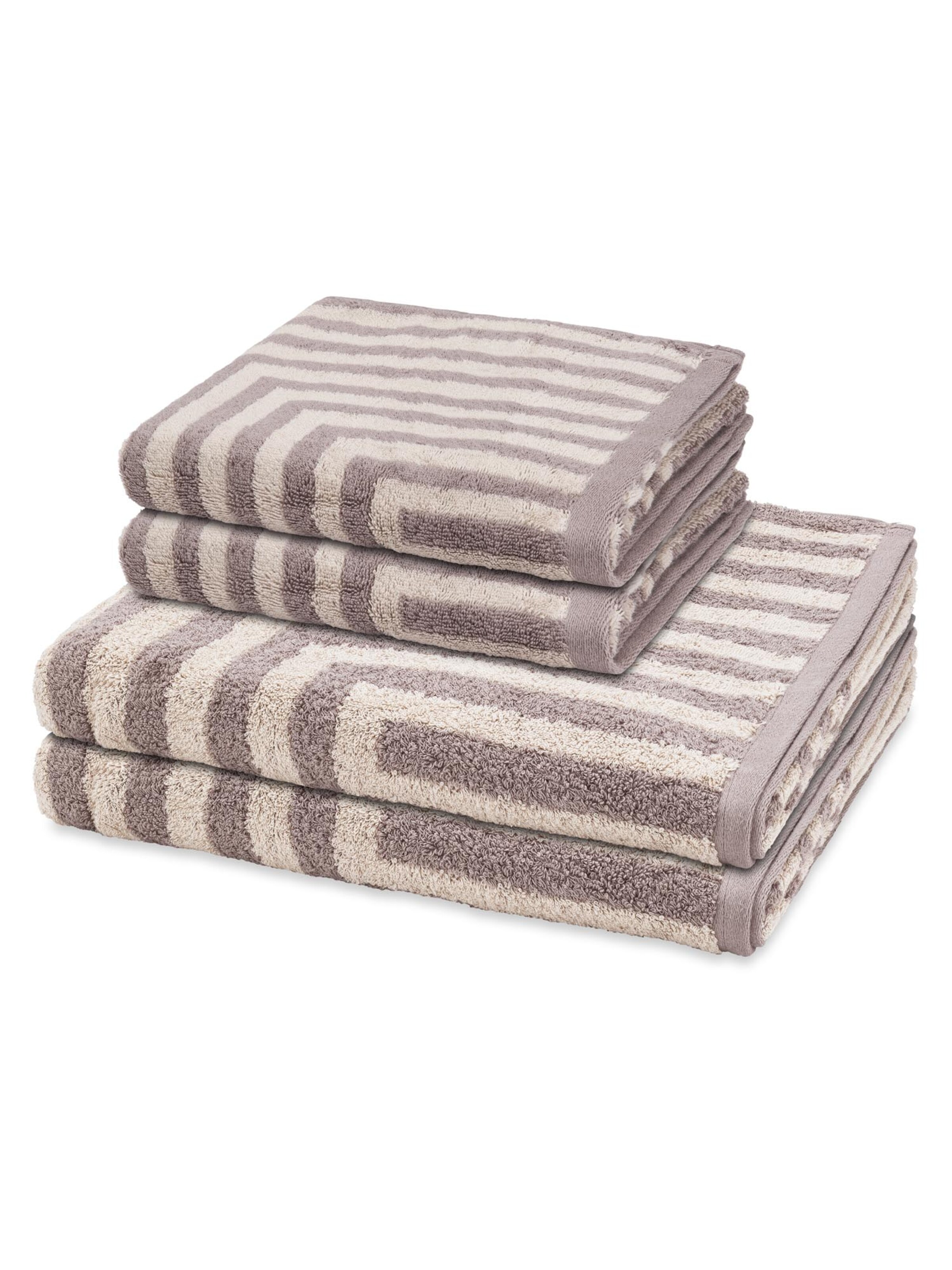 ROSS Handdoek 'Grafik' in Beige: voorkant